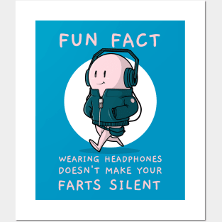 Funny Headphones Silent Fart Joke Posters and Art